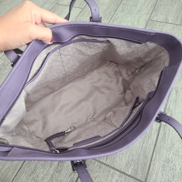 Michael Kors Lilac Quilted Saffiano Leather Jet Set East West Tote Bag - Picture 8 of 14